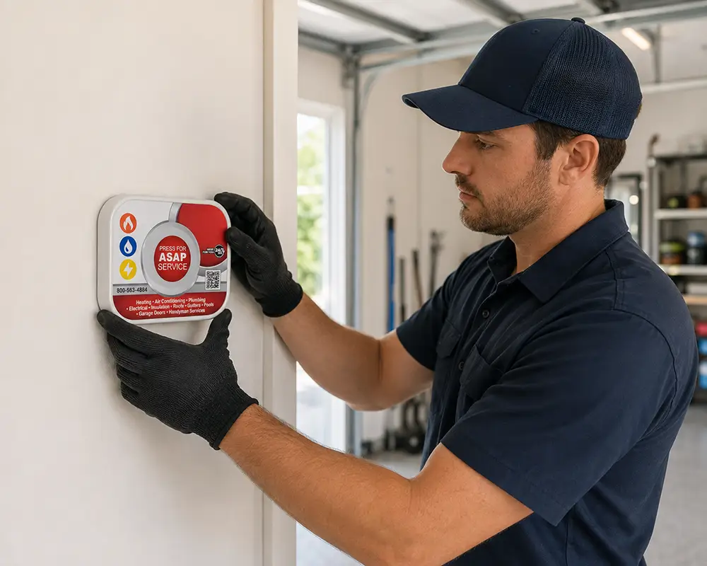 Service technician installing an ASAP button